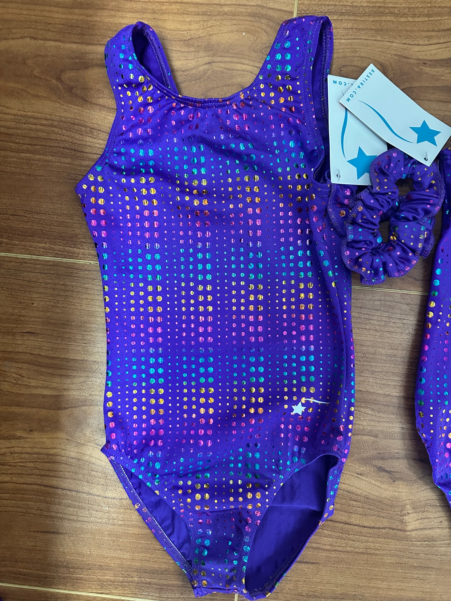 Pre-Owned Gymnastics Destira Purple Matrix Child Sizes Purple Rainbow Acro