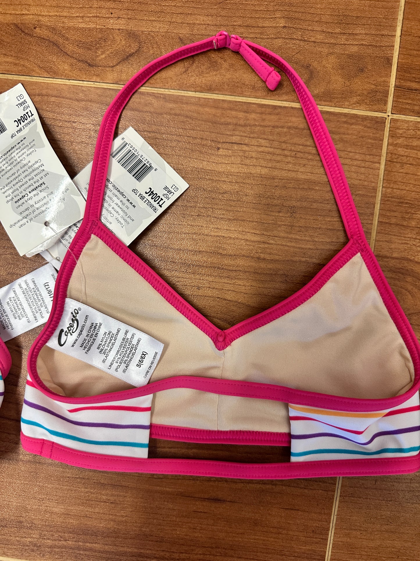 New Closeout Top Capezio T1004C Striped Halter Strappy Child Sizes Jazz Modern