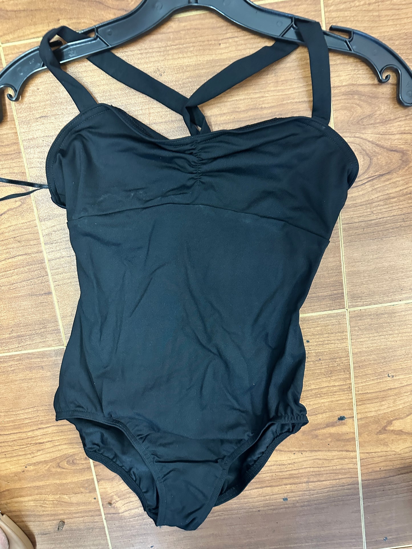 NEW Leotard Leo's Dancewear Petite Adult Black Lycra Twist Back Ballet Jazz Modern