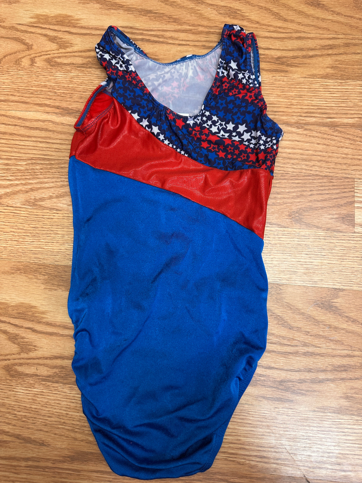 Pre-Owned Gymnastics Leotard GK Stars Large Child Patriotic Acro Tumbling