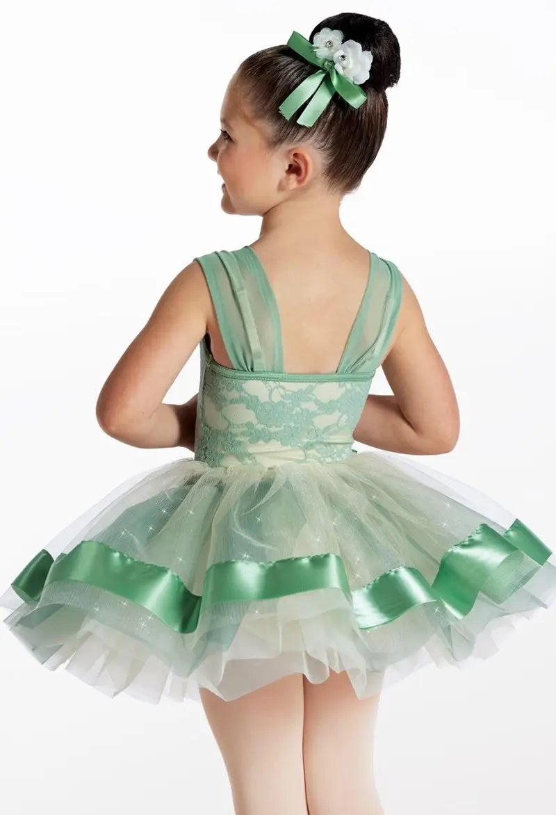 Pre-Owned Costume Weissman  15175 XS Child Green Tutu Ballet  Sequin