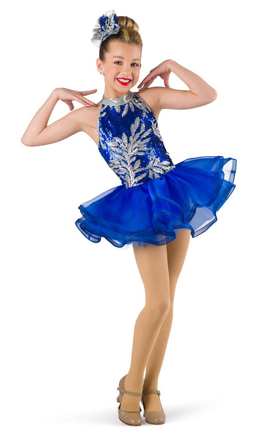 Pre-Owned Costume XL Child Blue Costume Gallery 19613 Tap Jazz Musical Theater Sequin Dress