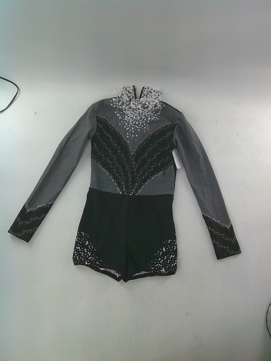 Pre-Owned Biketard Costume Alexandra   Large Child Gray  Modern Acro