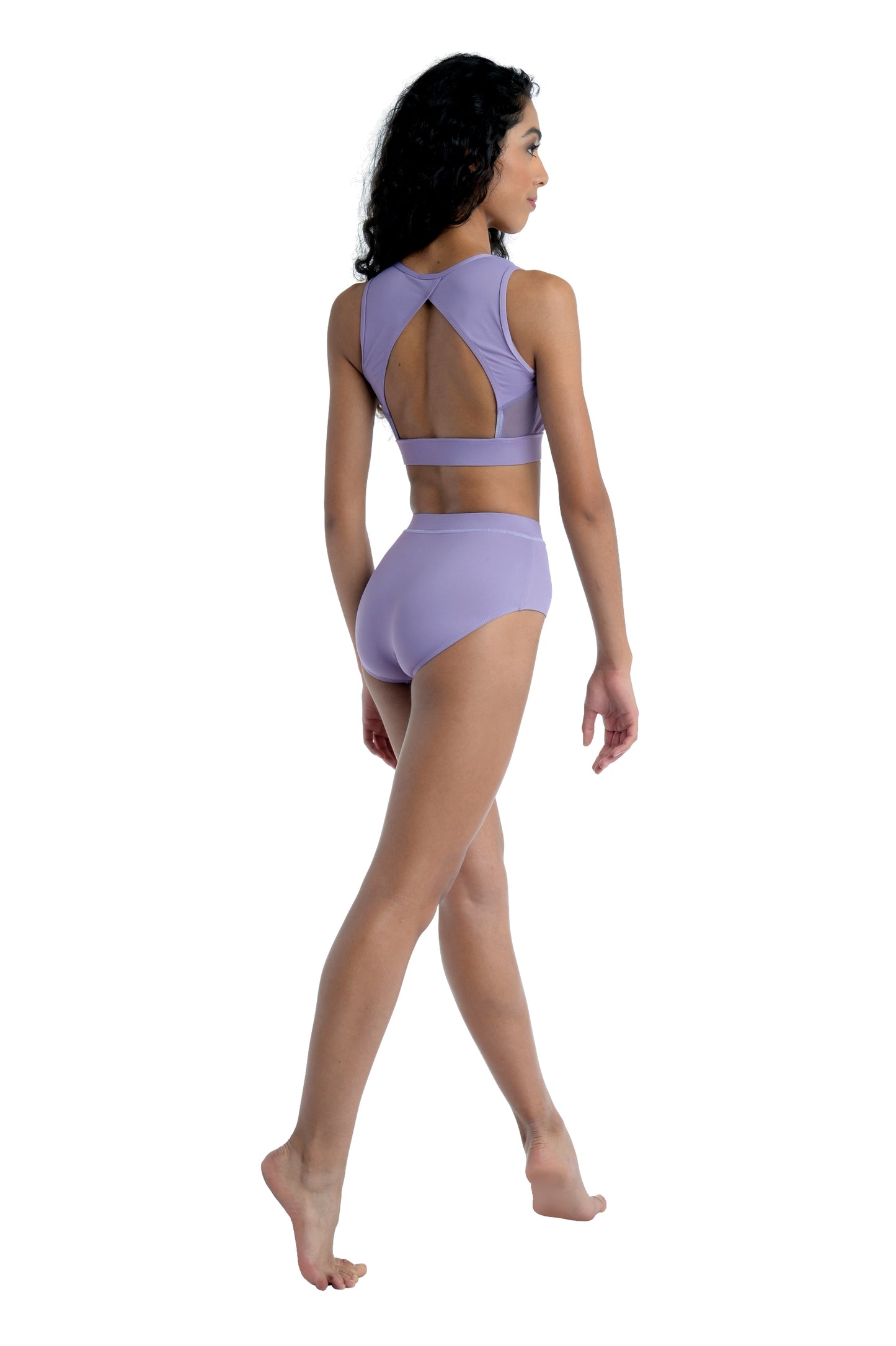 Pre-Owned Crop Top Small Adult Purple Danznmotion 21314A Open Back Zip Front