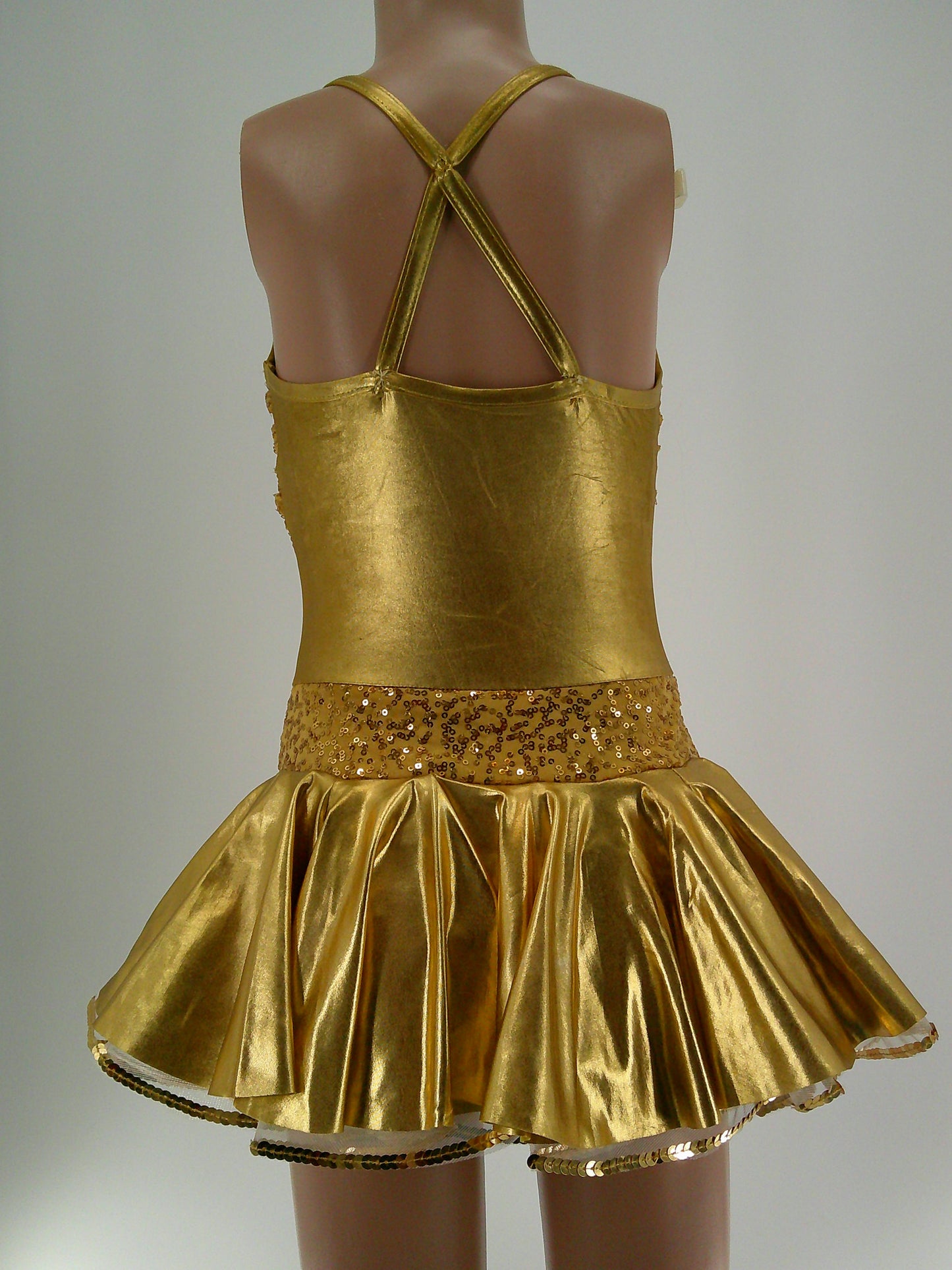 Pre-Owned Costume Art Stone H321 Small Child Gold Dress Jazz Sequin