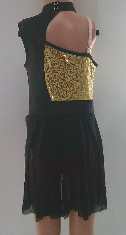 Pre-Owned Costume ieffiel   Small Child Black Halter Lyrical Sequin