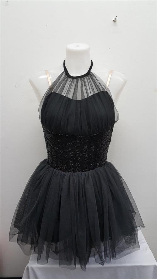 Pre-Owned Costume Curtain Call R344 Medium Adult Black Tulle Overlay Ballet Sequin