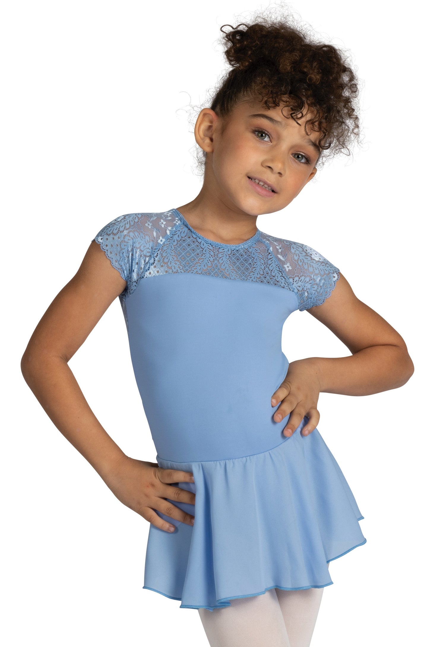 New Leotard Dress Danz N Motion 24202C Audrienne Lace Accents Low Open Back