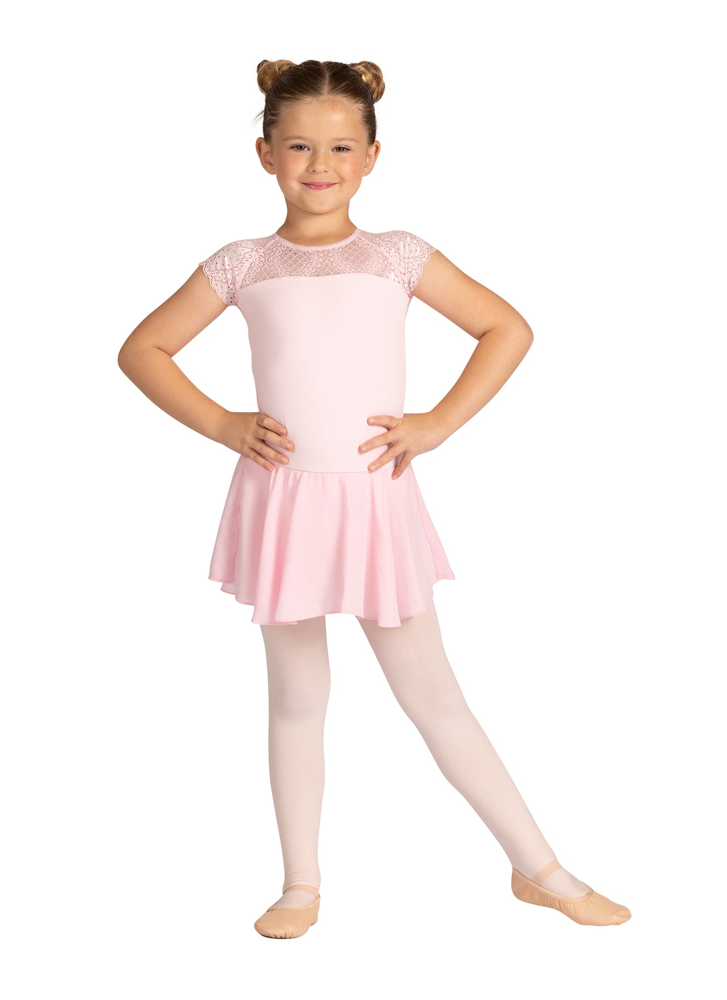 New Leotard Dress Danz N Motion 24202C Audrienne Lace Accents Low Open Back