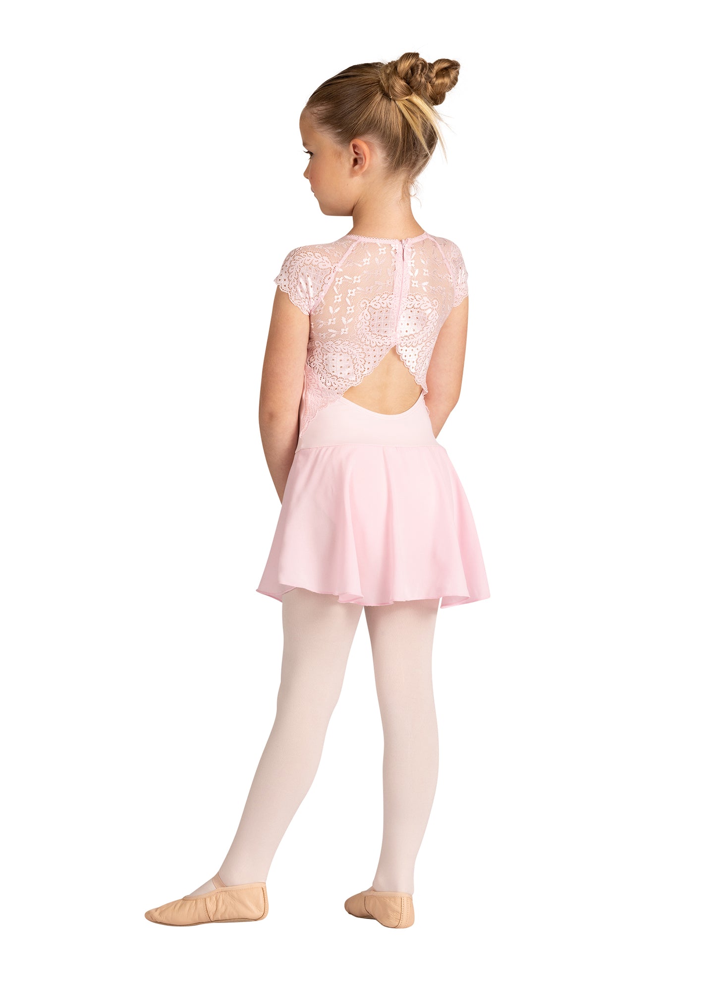 New Leotard Dress Danz N Motion 24202C Audrienne Lace Accents Low Open Back