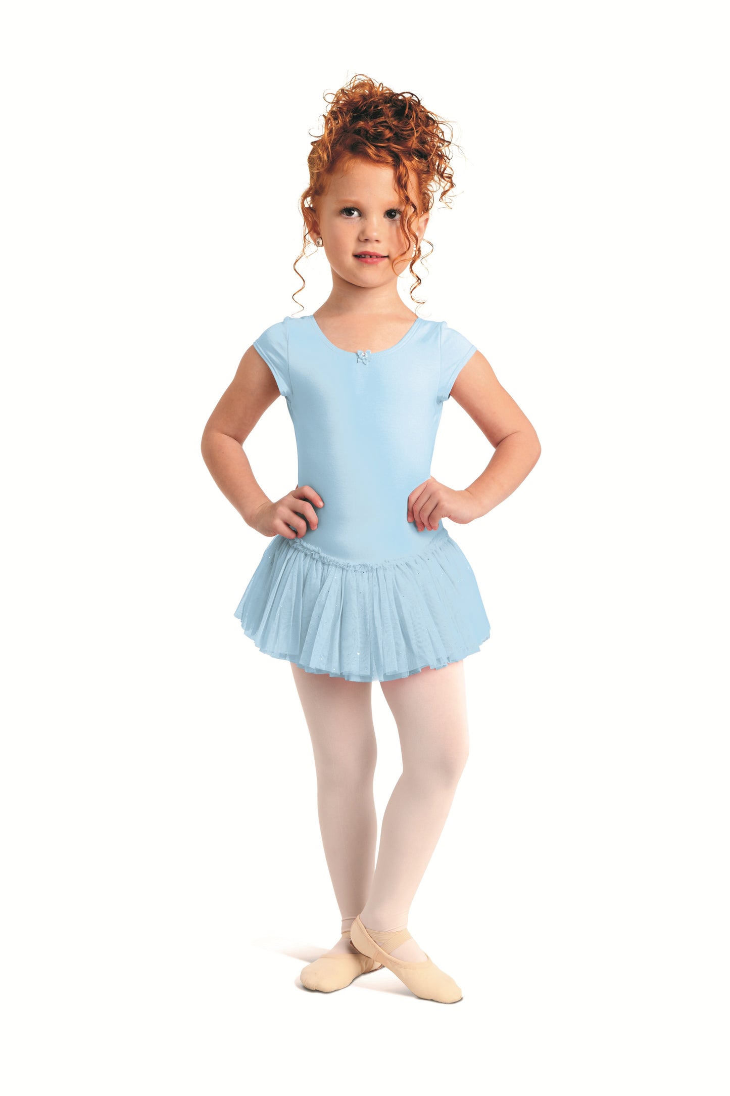 New Leotard Dress Danz N Motion 2463C-Cap Sleeve Dress Glitter Ballet Tap