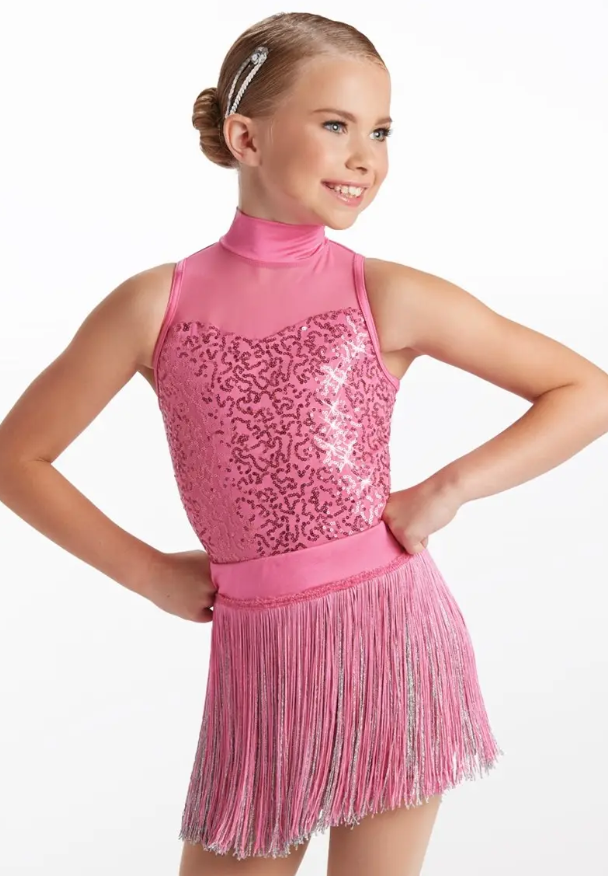 Pre-Owned Costume Weissman  15678 Small Child Pink 2in1 Ballet Jazz Sequin