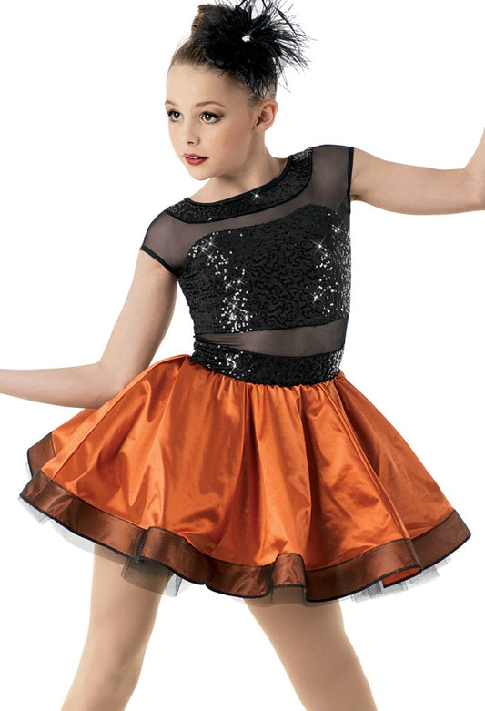 Pre-Owned Costume Weissman 10138 Medium Child Orange Dress Jazz Sequin