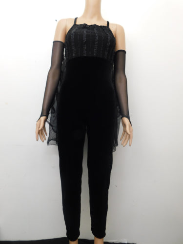 Pre-Owned Costume Medium Adult Black Winged Unitard Modern by Leo's