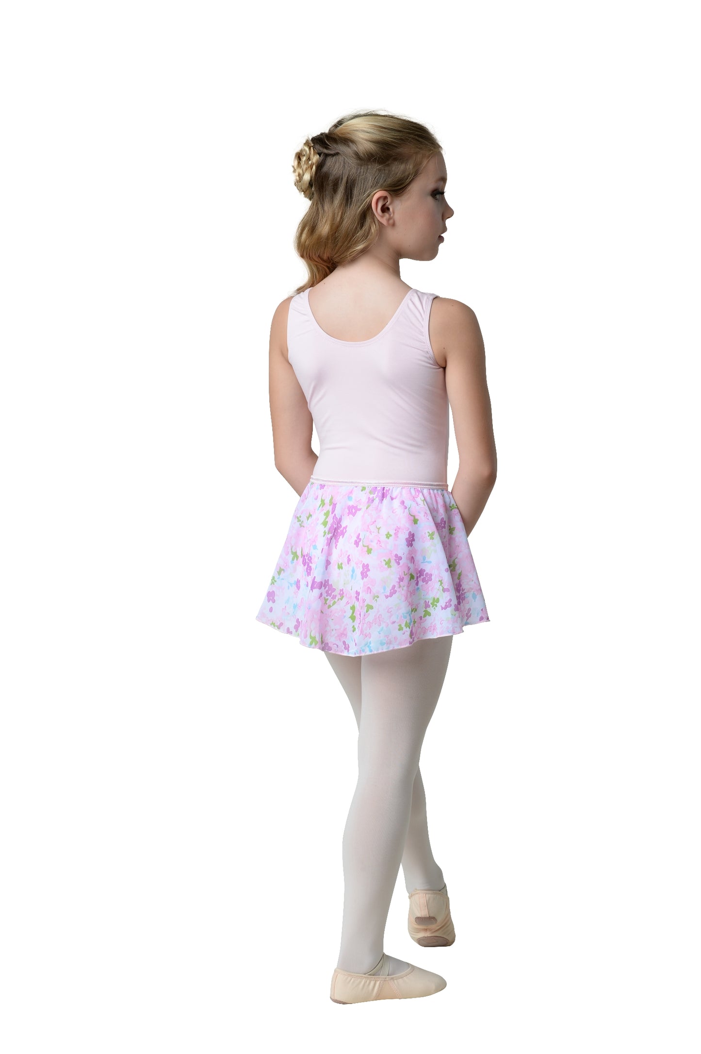 Pre-Owned Ballet Skirt Danz N Motion 2605C Pink Intermediate Child Floral Elastic Waist