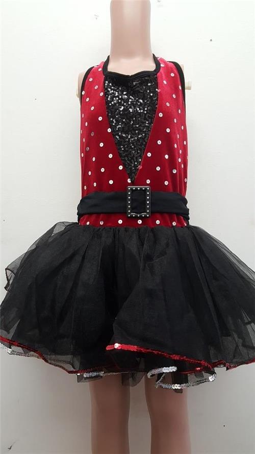 Pre-Owned Costume Curtain call  E1866 Large Child Red Tutu Jazz Sequin