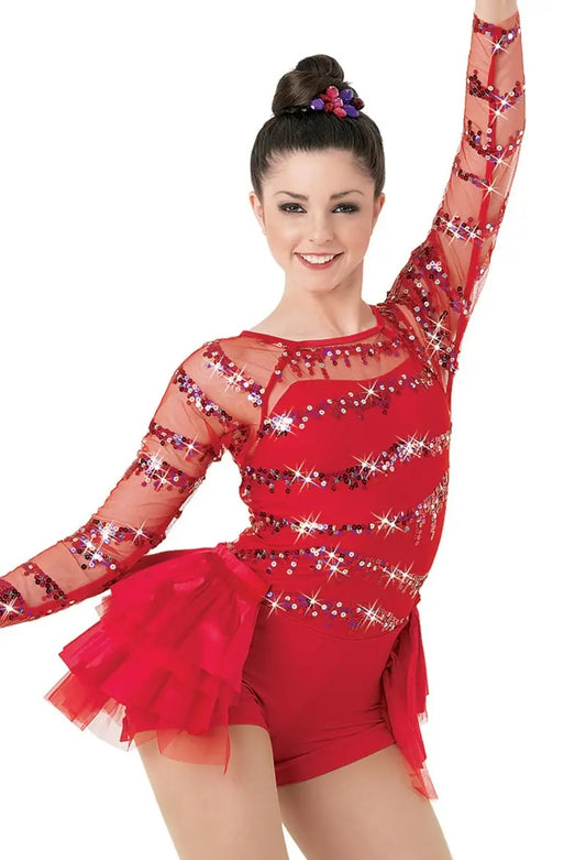 Pre-Owned Costume Weissman  7907 Int Child Red Dress Jazz Sequin