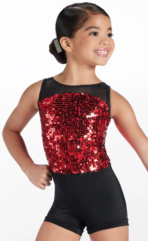 Pre-Owned Costume Weissman  14410 Inter Child Red 3in1 Ballet Jazz Tap Sequin