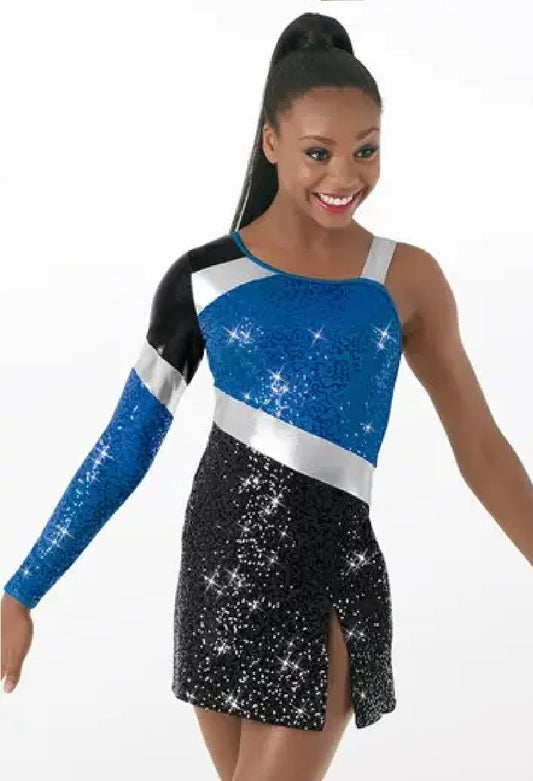 Pre-Owned Costume Balera  D9691 Small Adult Blue Dress Jazz Baton Sequin