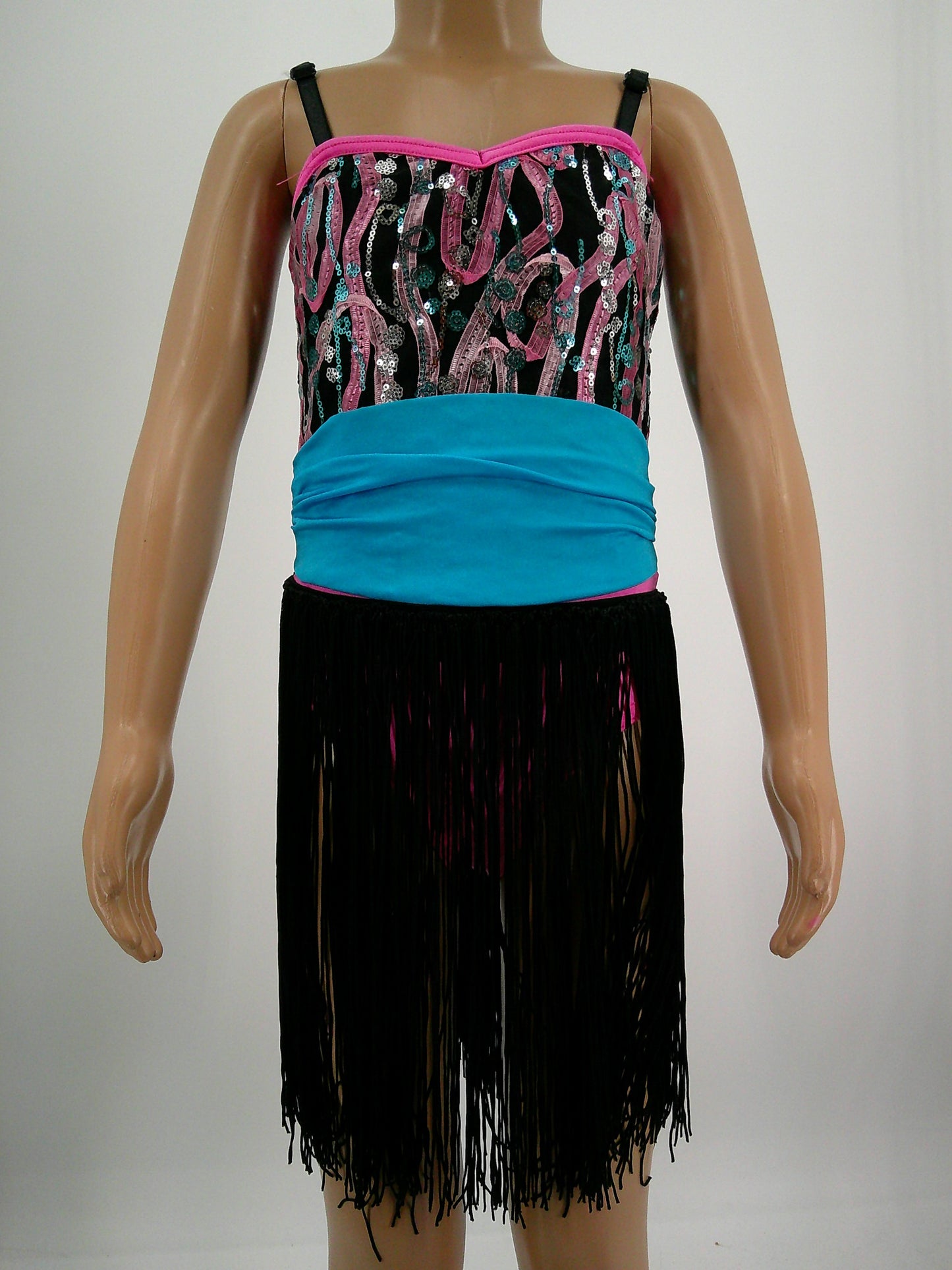 Pre-Owned Costume Gallery  15326 Small Child Pink Fringe Jazz Sequin 1