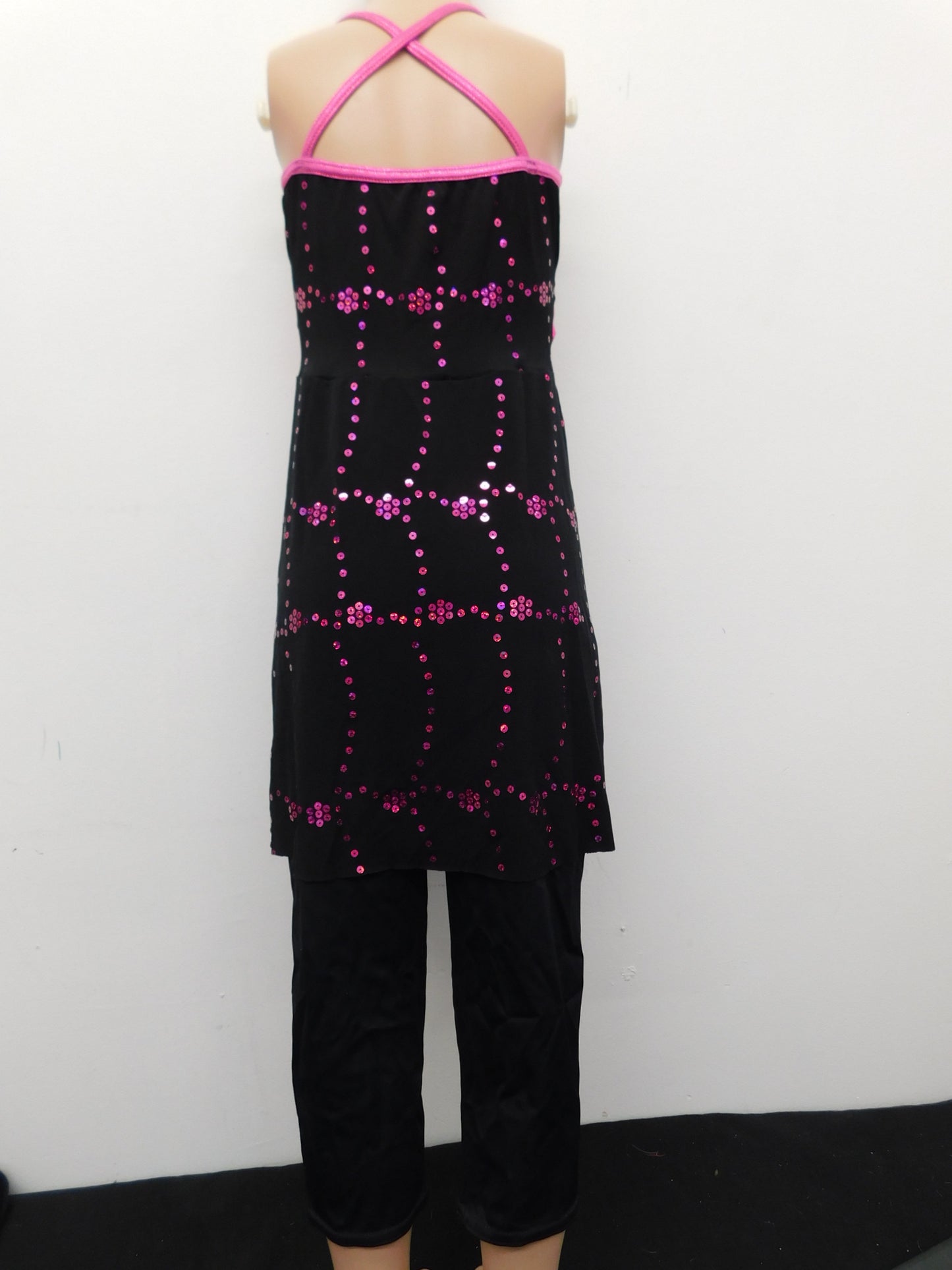 Pre-Owned Costume Weissman  4556 Medium Child Pink Dress Jazz Sequin