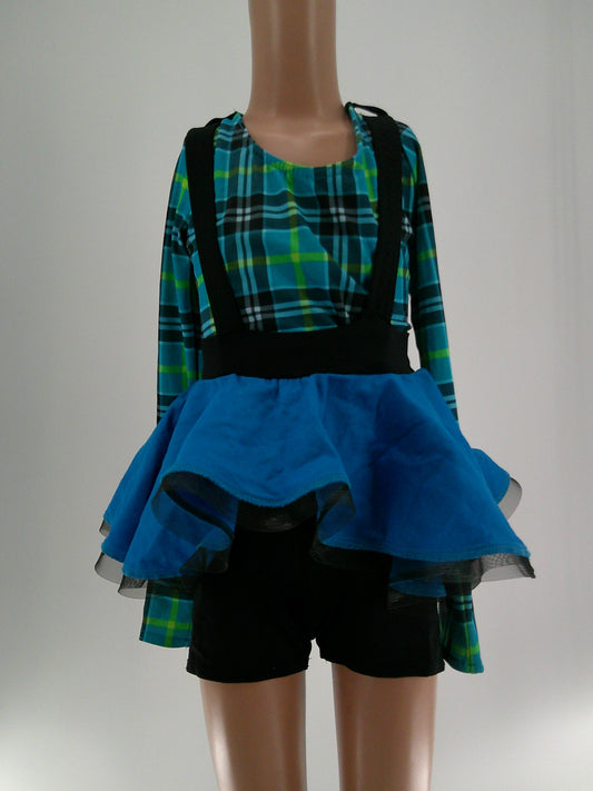 Pre-Owned Costume Kelle   Large Child Turquoise Suspenders Jazz  Nerd