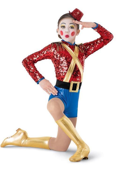 Pre-Owned Costume Weissman 8735 Large Adult Red Unitard Jazz Sequin Soldier