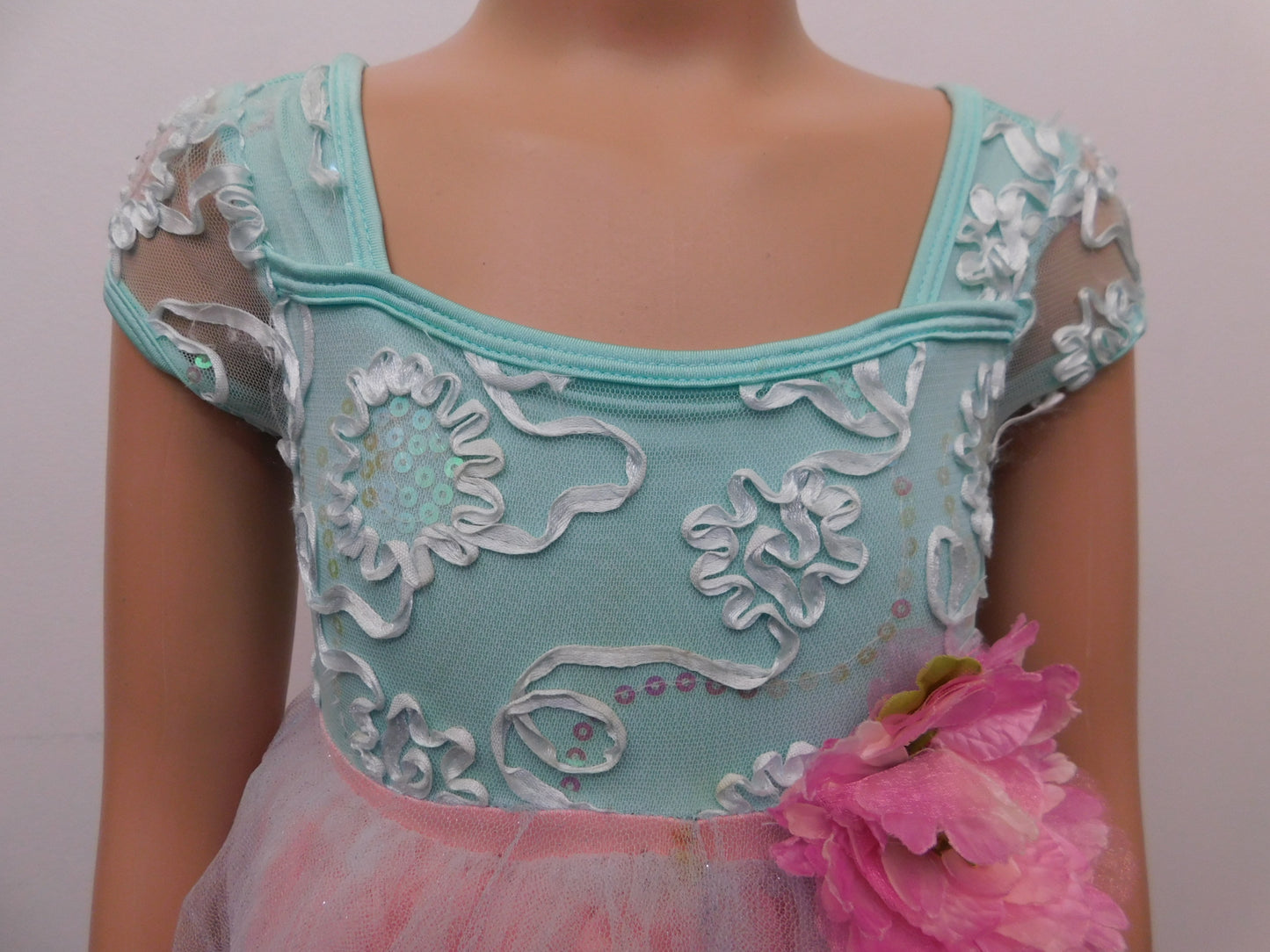 Pre-Owned Costume Curtain Call E938 XS Child Green Dress Ballet Sequin