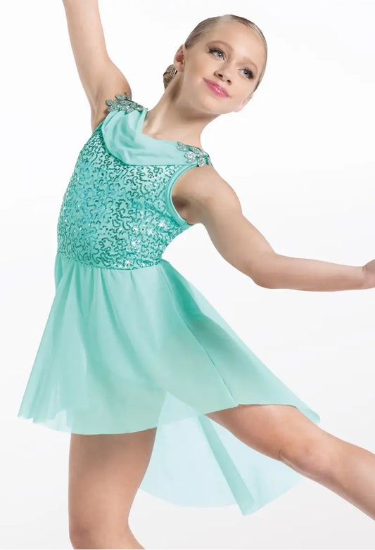 Pre-Owned Costume Weissman  13740 Medium Child Mint Green Draping Contemporary Sequin