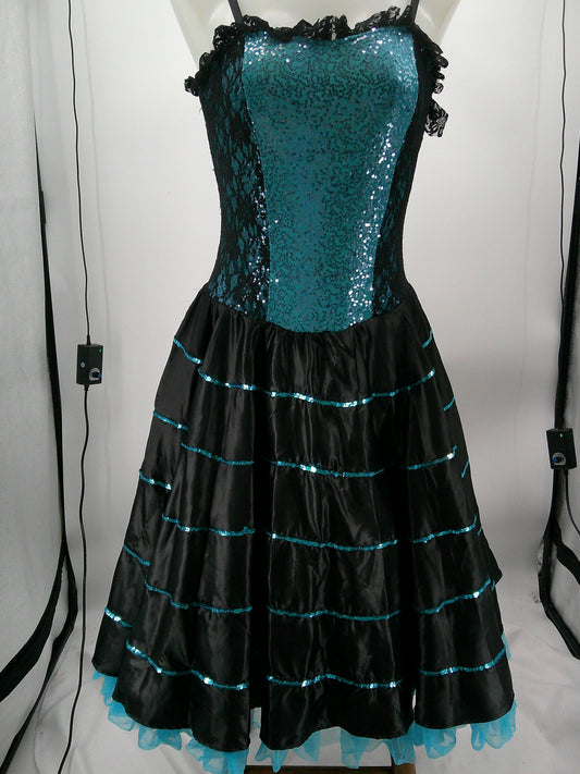 Pre-Owned Costume Revolution  797 Medium Adult Blue  Dress Jazz Sequin Can Can