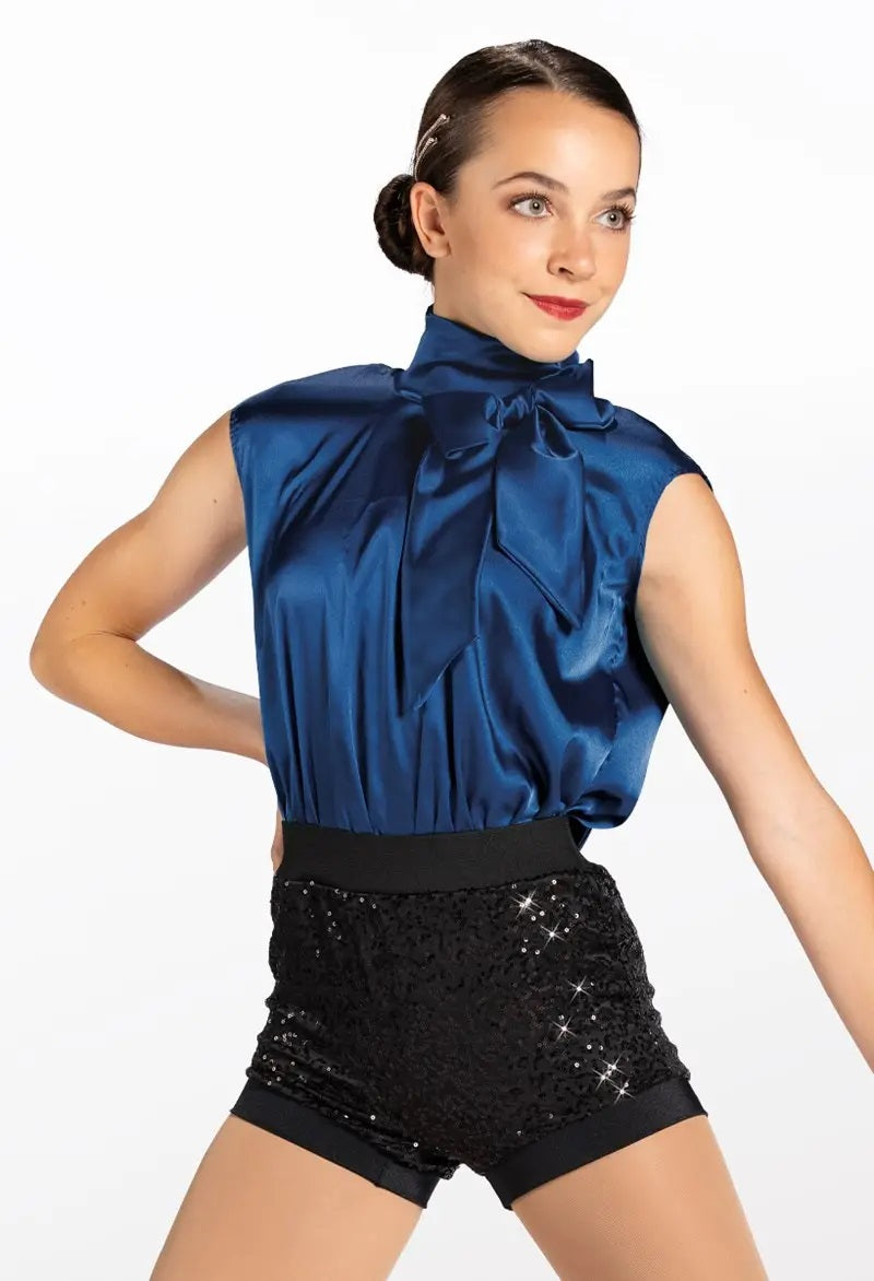 Pre-Owned Costume Weissman 12900 Large Child Blue Romper Jazz Sequin