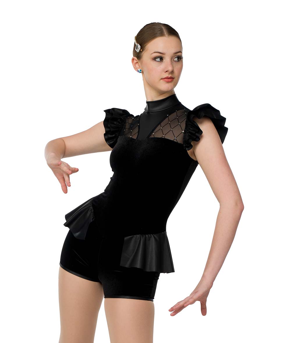 Pre-Owned Costume AWCT 653X 4XL Adult Black Peplum Jazz Tap Glitter