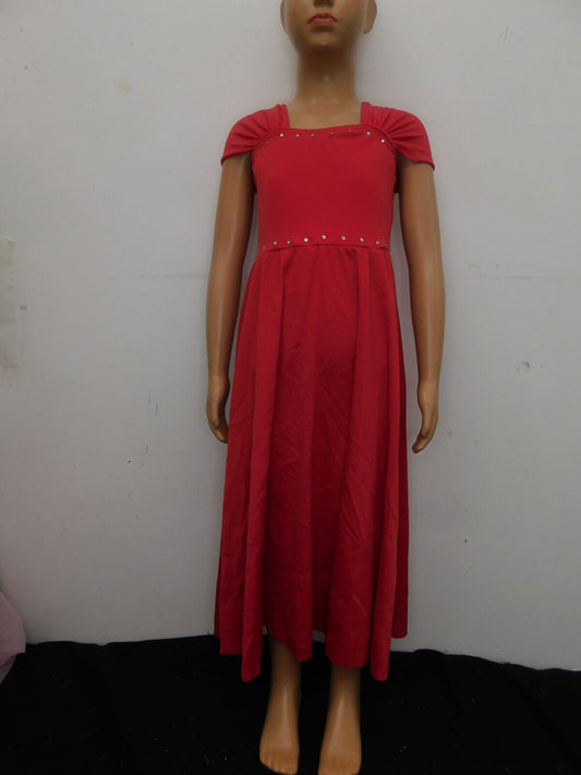 Pre-Owned Costume Weissman  Ruffle Dress Medium Child Red  Lyrical