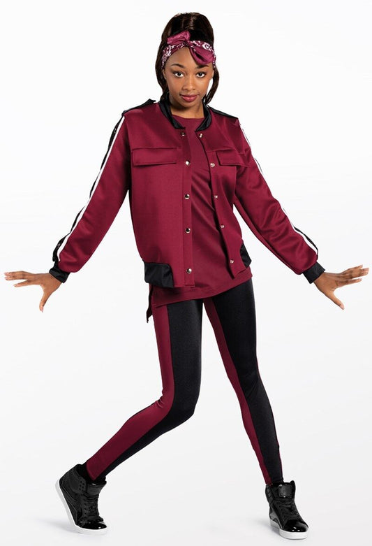 Pre-Owned Costume Weissman  13125 Small Adult Burgundy 3pc Hip Hop Jazz