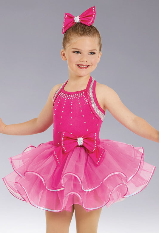 Pre-Owned Costume Weissman  12220 Intermediate Child Hot Pink  Ballet Jazz Stones
