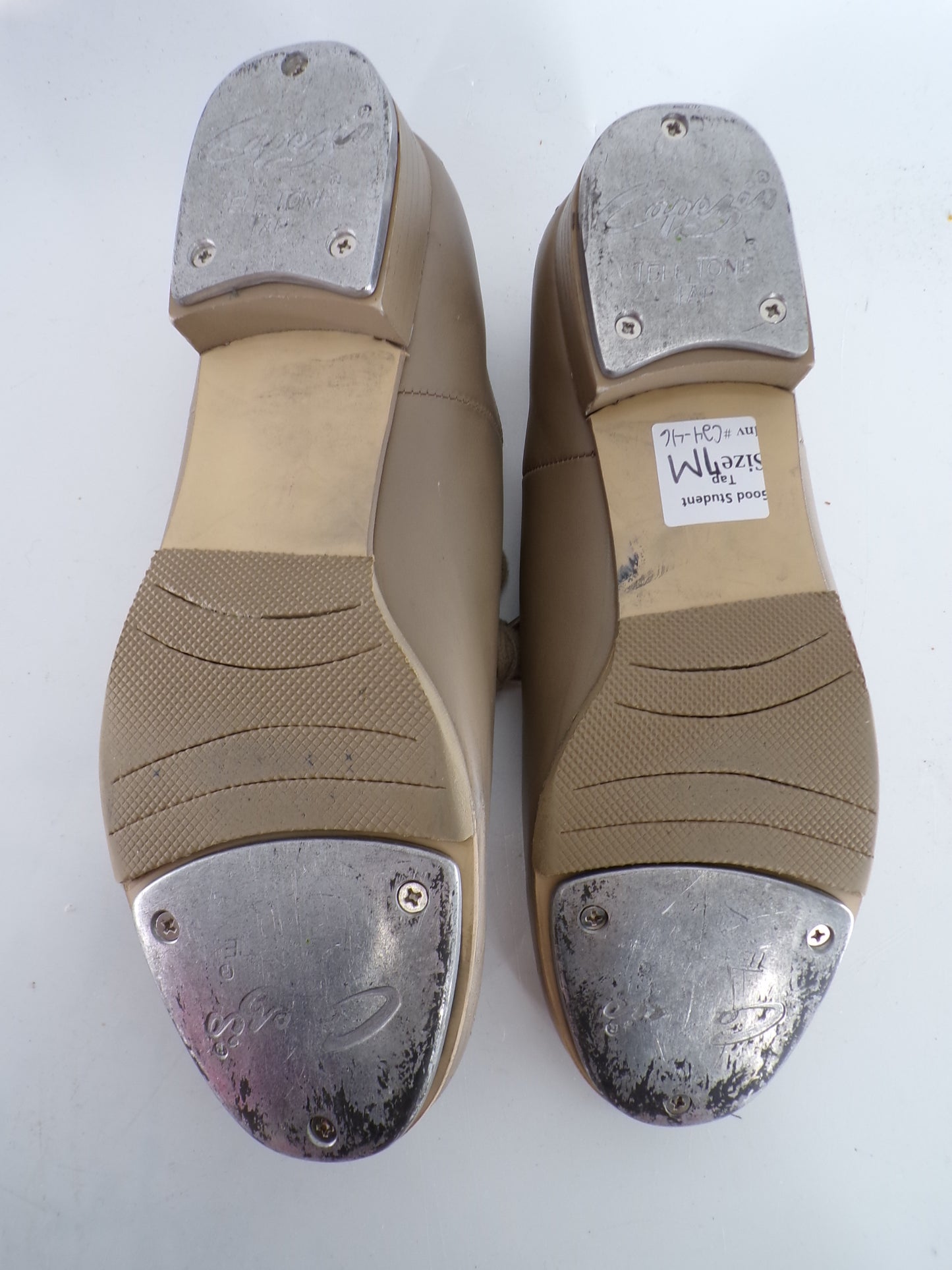 Pre-Owned Tap Shoes Capezio Adult 7M Tan Oxford Leather Lace Up Full Sole