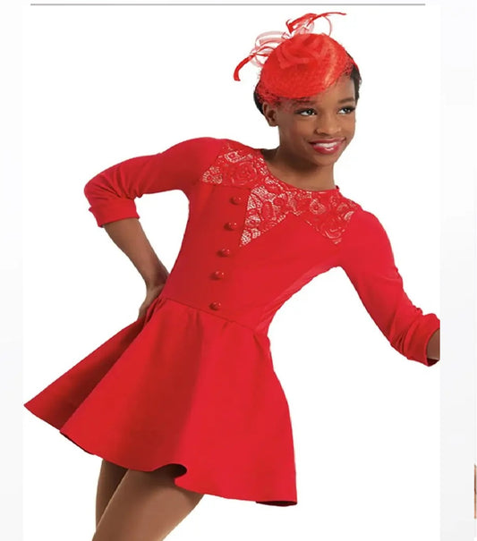 Pre-Owned Costume Weissman  11788 Large Child Red  Dress Jazz Rockette