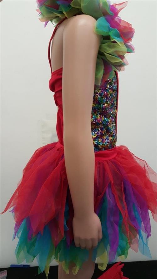 Pre-Owned Costume Costume Gallery  15303 Small Child Red 2in1 Jazz Musical Sequin Bird