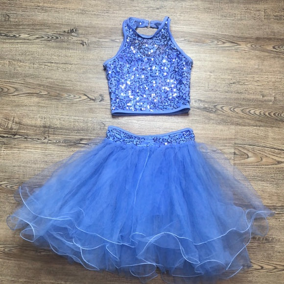 Pre-Owned Costume Weissman  8526 Small Adult Periwinkle  2pc Top & Tutu Contemporary Sequins