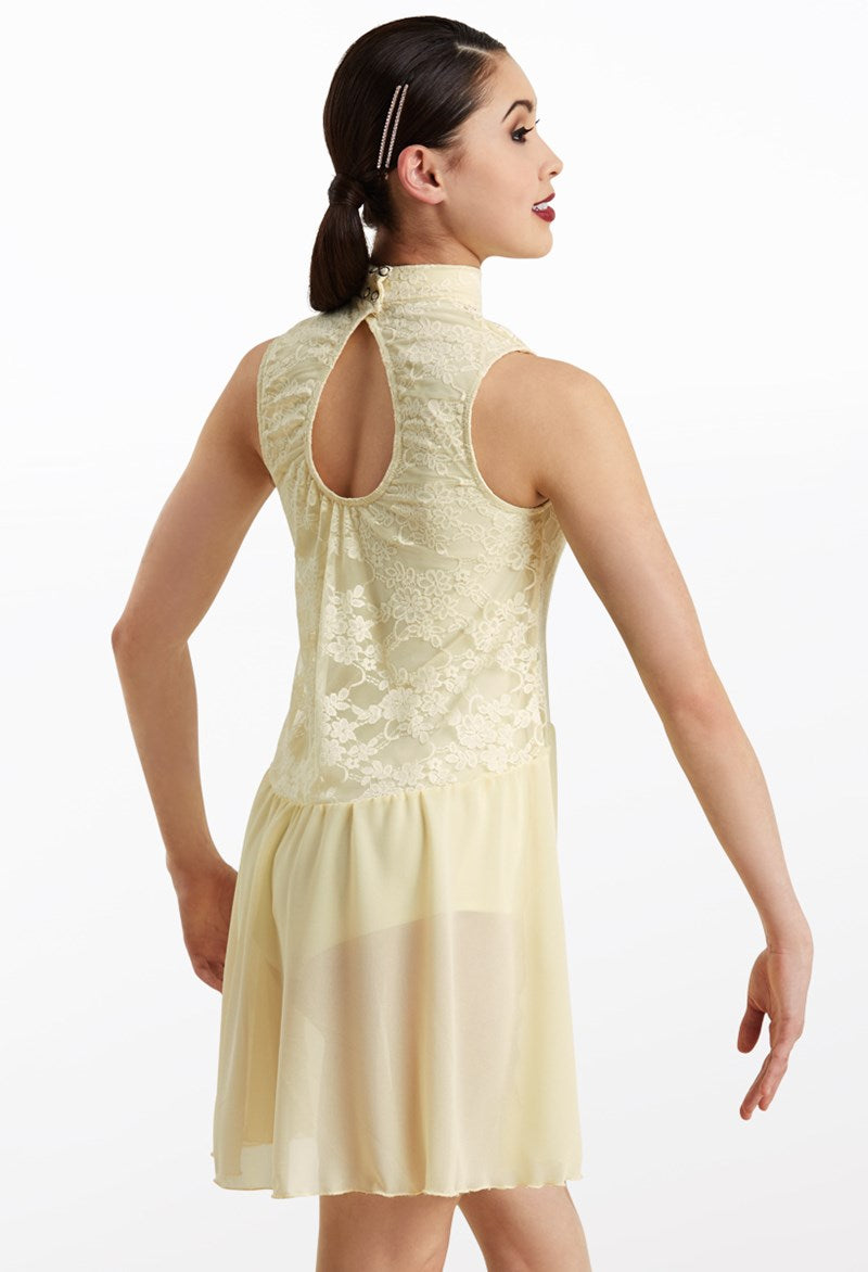 Pre-Owned Costume Weissman  10841 Small Adult Ivory Dress Contemporary Rhinestones