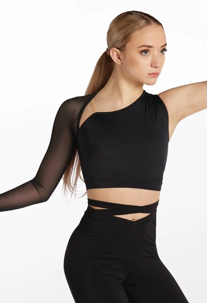 Pre-Owned Crop Top Balera  15598 Large Child Black  Jazz Cheer
