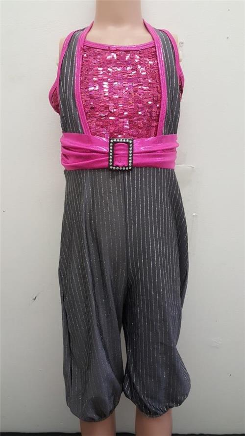 Pre-Owned Costume Curtain Call  E768 Small Child Pink Jumpsuit Jazz Sequin