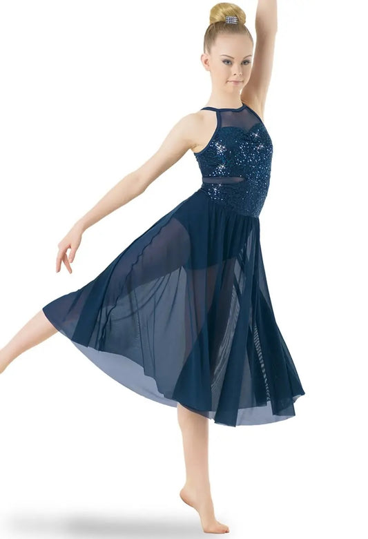 Pre-Owned Costume Weissman  9876 Medium Adult Navy Blue Dress Lyrical  Sequin