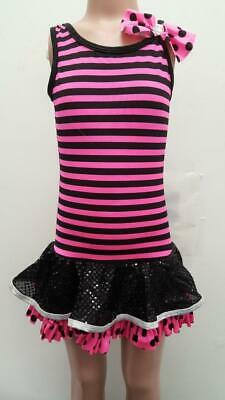 Pre-Owned Costume Jazz Medium Child Pink Curtain Call Dress Stripes Tap Clogging Hip Hop