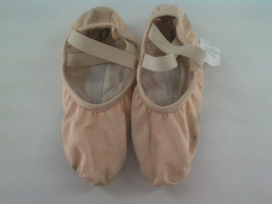 Pre-Owned Ballet Shoes DanzNMotion Youth 2M  Canvas Crossed Straps Split Sole