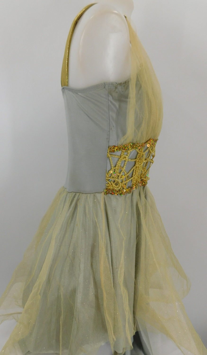 Pre-Owned Costume Curtain Call R103 Medium Adult Gray Draping Ballet Sequin