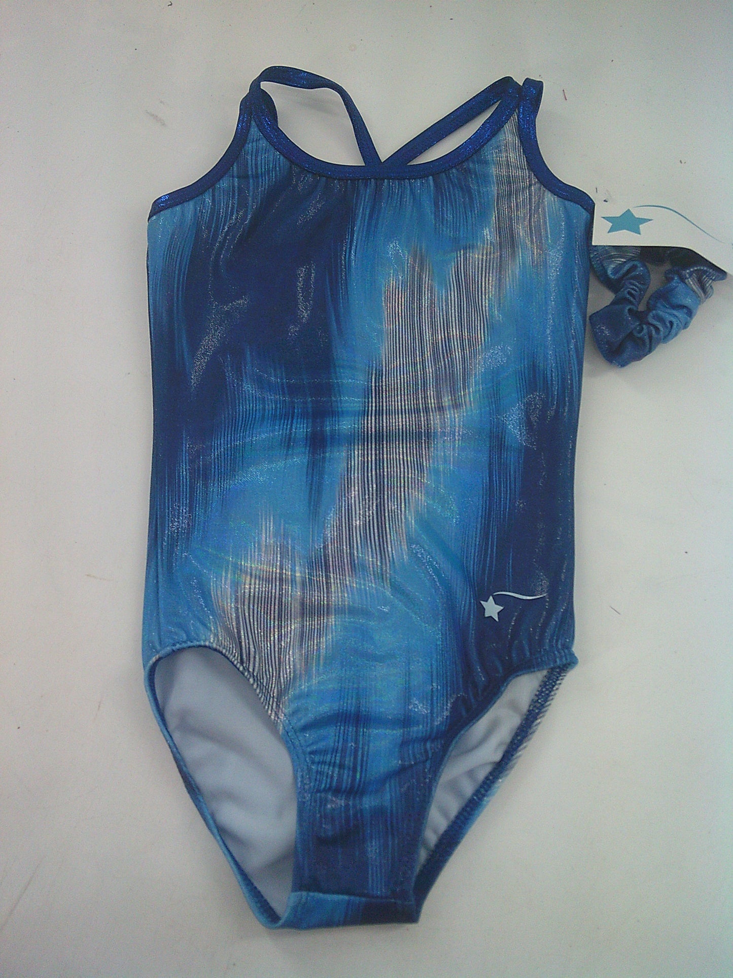 New Gymnastics Leotard Blue Silver Little Kid XS Child