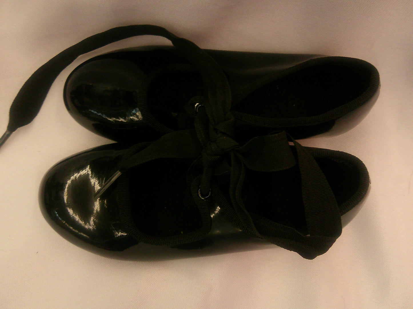 Pre-Owned Tap Shoes Dance Class Girls 10M Tyette Leather Ribbon