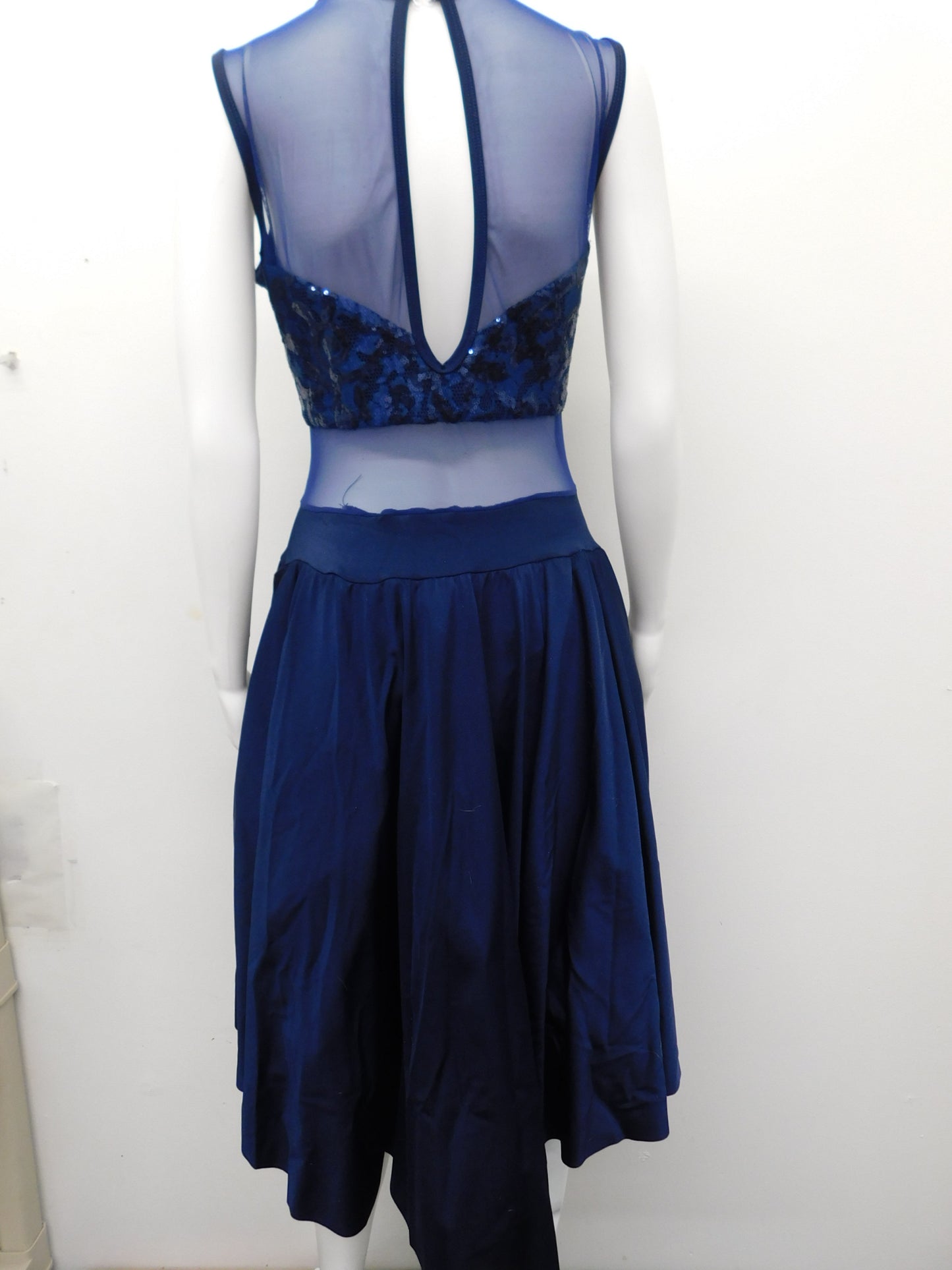 Pre-Owned Costume Curtain Call R491 Large Adult Navy Blue Dress Lyrical Sequin