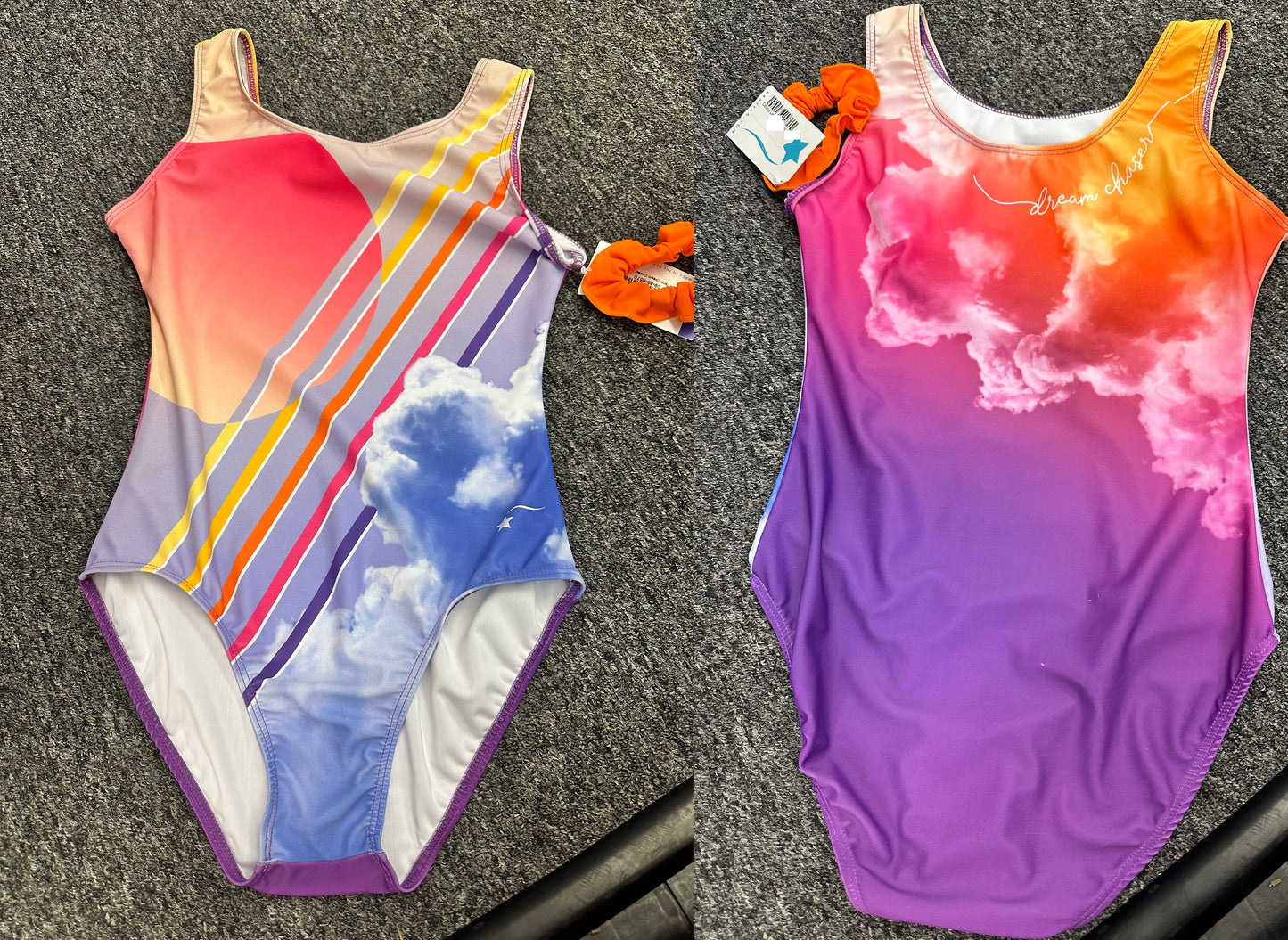 New Gymnastics Leotard Destira Dream Chaser Adult Sizes Colorful Clouds